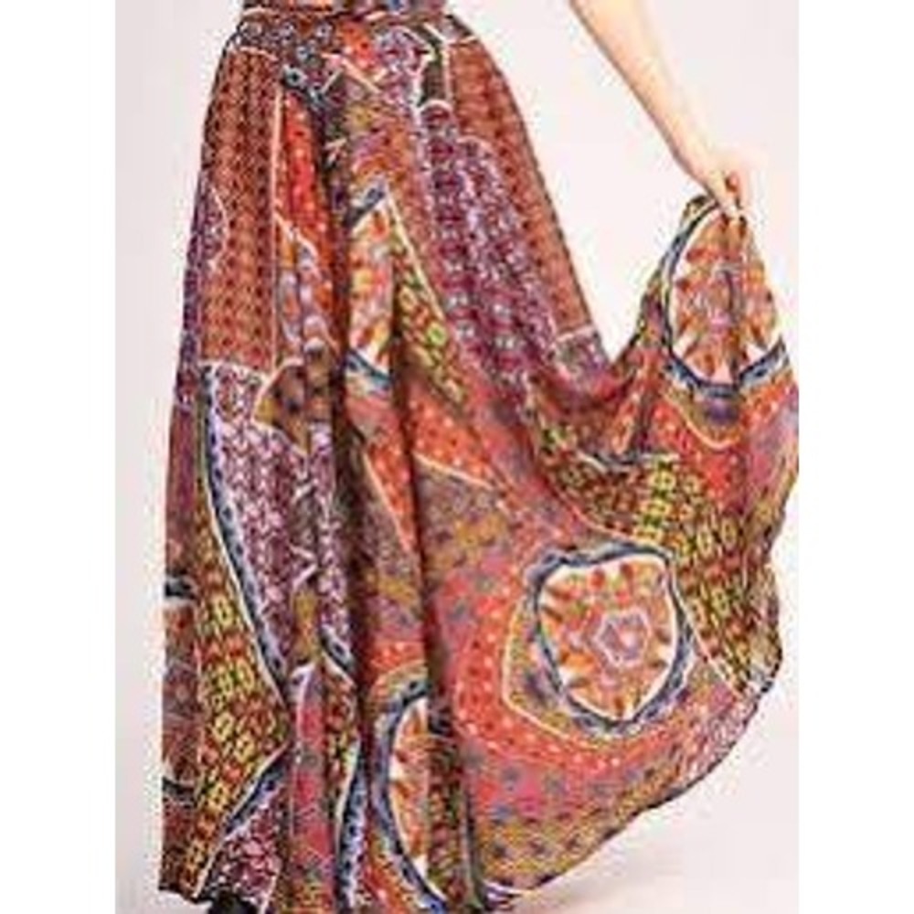 Truly 4 You Maxi Skirt Womens Large Multicolor Patchwork Boho Geometric RN137360